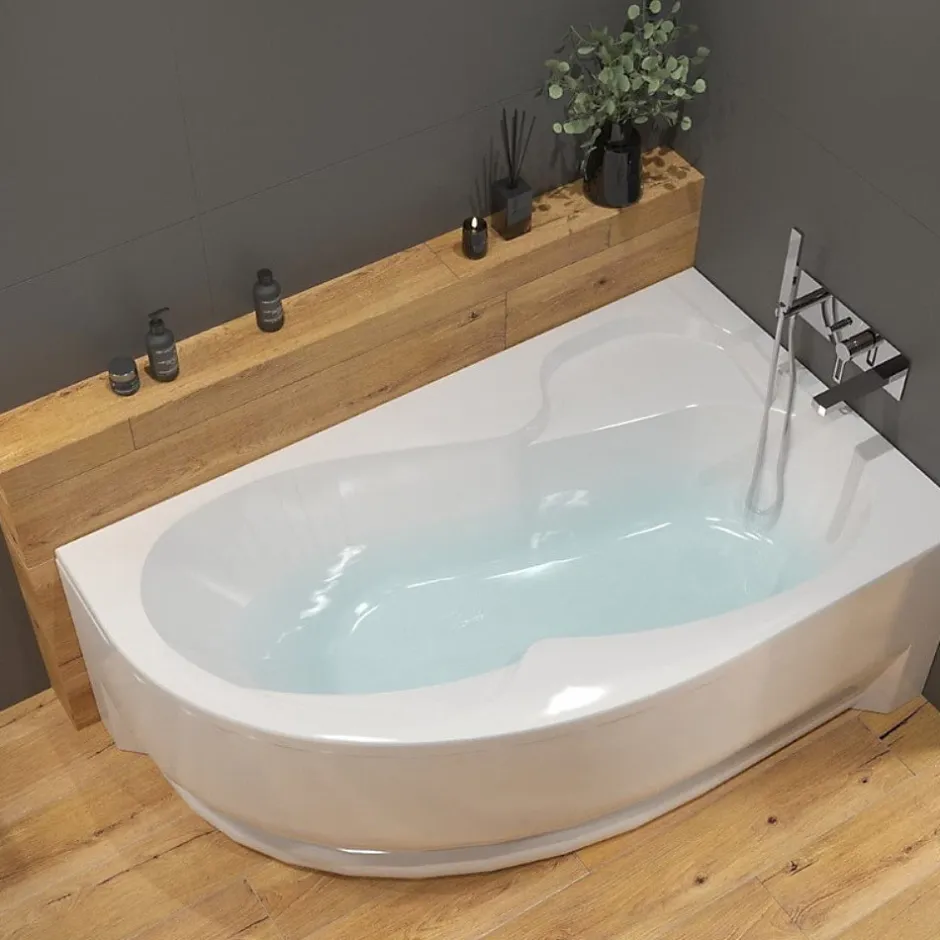 Siko 160x100 cm Fortuna Plus baignoire d'angle avec pieds, Acrylique, Droite, Blanc (FO1600PPLUS-SET)* Baignoire D'Angle