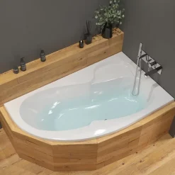 Siko 160x100 cm Fortuna Plus baignoire d'angle avec pieds, Acrylique, Droite, Blanc (FO1600PPLUS-SET)* Baignoire D'Angle