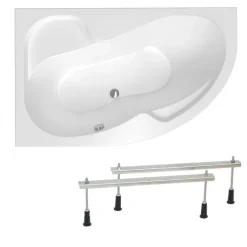 Siko 150x100 cm Fortuna Plus baignoire asymétrique avec pieds, Acrylique, Gauche, Blanc (FO1500LPLUS-SET)* Baignoire Asymétrique