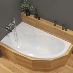 Siko 150x100 cm Fortuna Plus baignoire asymétrique en acrylique, gauche, sans pieds, blanc (FO1500LPLUS)* Baignoire Asymétrique