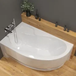 Siko 150x100 cm Fortuna Plus baignoire asymétrique en acrylique, gauche, sans pieds, blanc (FO1500LPLUS)* Baignoire Asymétrique