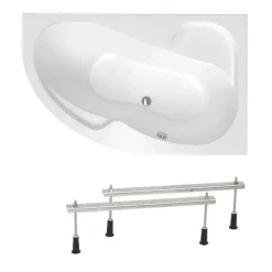 Siko 150x100 cm Fortuna Plus baignoire asymétrique, avec pieds, acrylique, droite, Blanc (FO1500PPLUS-SET)* Baignoire Asymétrique