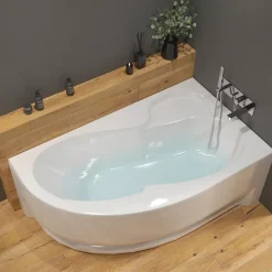 Siko 150x100 cm Fortuna Plus baignoire asymétrique, avec pieds, acrylique, droite, Blanc (FO1500PPLUS-SET)* Baignoire Asymétrique