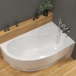 Siko 150x100 cm Fortuna Plus baignoire asymétrique, avec pieds, acrylique, droite, Blanc (FO1500PPLUS-SET)* Baignoire Asymétrique