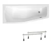 Siko 160x70 cm Laguna Aneta baignoire bain/douche asymétrique avec pieds, acrylique, gauche, blanc (AN1600LPLUS-SET)
