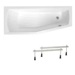 Siko 160x70 cm Laguna Aneta baignoire bain/douche asymétrique avec pieds, acrylique, gauche, blanc (AN1600LPLUS-SET)