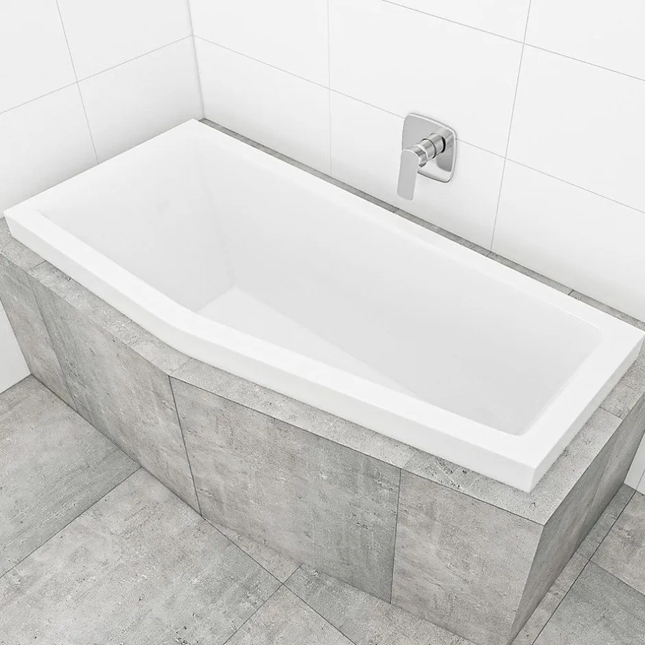 Siko 160x70 cm Laguna Aneta baignoire bain/douche asymétrique avec pieds, acrylique, gauche, blanc (AN1600LPLUS-SET)
