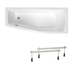 Siko 160x70 cm Laguna Aneta baignoire bain/douche asymétrique avec pieds, acrylique, droite, blanc (AN1600PPLUS-SET)* Baignoire Asymétrique