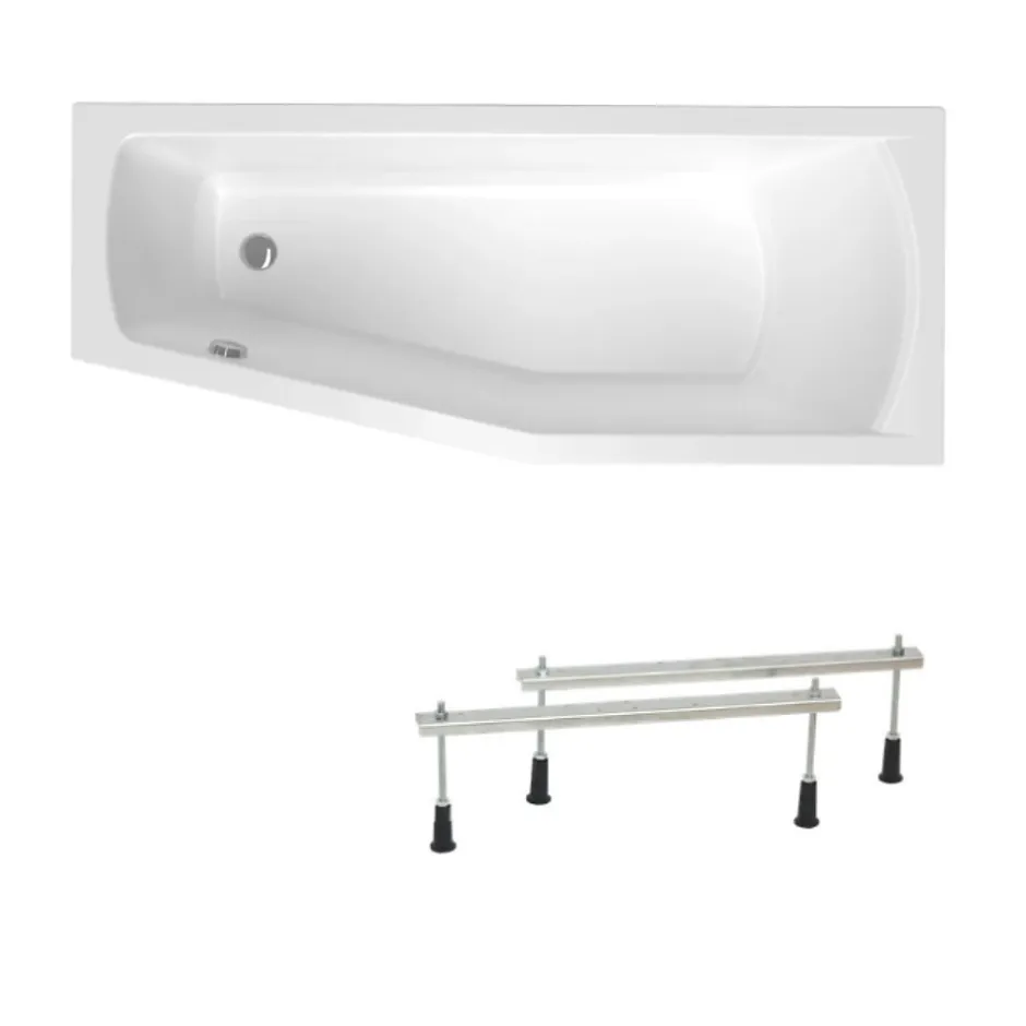 Siko 160x70 cm Laguna Aneta baignoire bain/douche asymétrique avec pieds, acrylique, droite, blanc (AN1600PPLUS-SET)* Baignoire Asymétrique