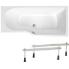 Siko 160x80 cm Laguna Beata Plus baignoire bain/douche asymétrique avec pieds, acrylique, droite, blanc (BE1600PPLUS-SET)