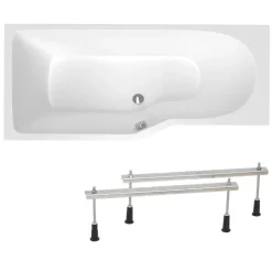 Siko 160x80 cm Laguna Beata Plus baignoire bain/douche asymétrique avec pieds, acrylique, gauche, blanc (BE1600LPLUS-SET)* Baignoire Asymétrique