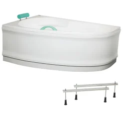 Siko 160x100 cm Laguna Fortuna Plus baignoire d'angle en acrylique, gauche + tablier 160 cm + pieds, blanc (FO1600LPLUS-SET1)
