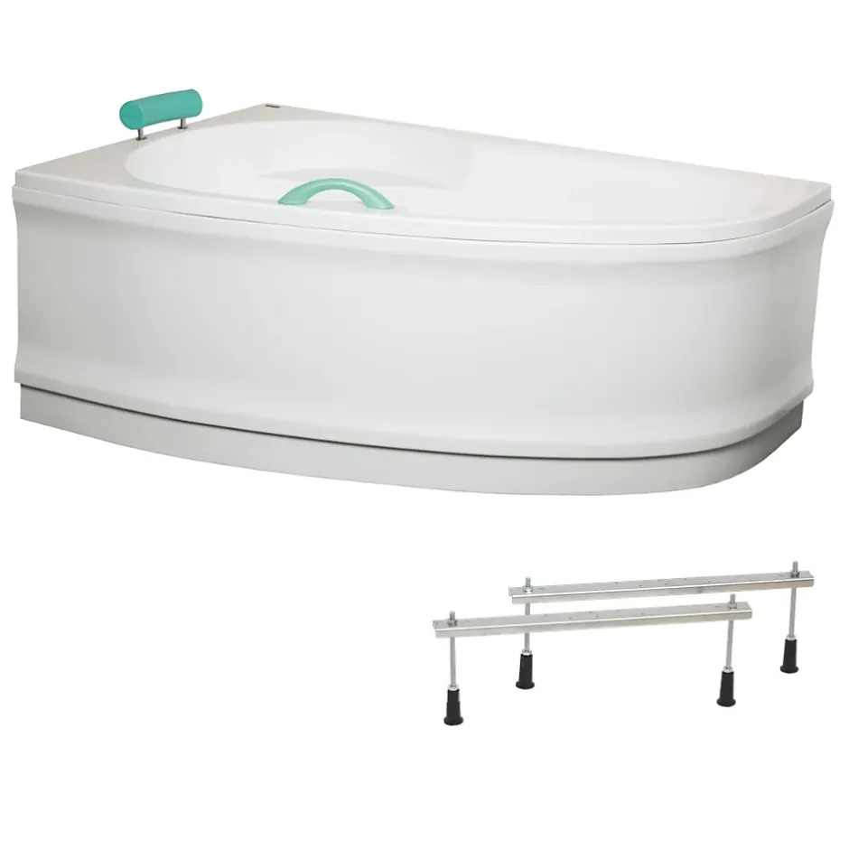 Siko 160x100 cm Laguna Fortuna Plus baignoire d'angle en acrylique, gauche + tablier 160 cm + pieds, blanc (FO1600LPLUS-SET1)