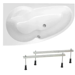 Siko 150x95 cm Laguna Luiza baignoire asymétrique, avec pieds, acrylique, gauche, blanc (LU1500L-SET)