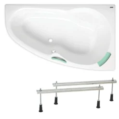 Siko 140x95 cm Laguna Luiza baignoire d'angle gain de place, avec pieds, acrylique, droite, blanc (LU1400P-SET)* Baignoire Asymétrique