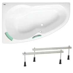 Siko 140x95 cm Laguna Luiza baignoire d'angle gain de place, avec pieds, acrylique, gauche, blanc (LU1400L-SET)