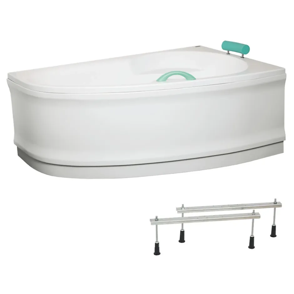 Siko 160x95 cm Laguna Luiza baignoire d'angle en acrylique, droite + tablier 160 cm + pieds, blanc (LU1600P-SET1)* Baignoire D'Angle