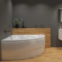 Siko 150x150 cm Royale baignoire d'angle avec pieds, Acrylique, Gauche et Droite, Blanc (RO1500NEW-SET)