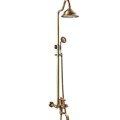 Silla Global Silla Élégant Colonne de Douche retro avec Mitigeur Réglable en Hauteur Système de Douche, Vintage Doré* Colonne De Douche Mécanique
