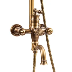 Silla Global Silla Élégant Colonne de Douche retro avec Mitigeur Réglable en Hauteur Système de Douche, Vintage Doré* Colonne De Douche Mécanique