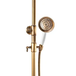 Silla Global Silla Élégant Colonne de Douche retro avec Mitigeur Réglable en Hauteur Système de Douche, Vintage Doré* Colonne De Douche Mécanique
