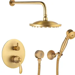 Silla Global Silla Élégant Colonne de Douche retro en Laiton Encastrée, Ensemble de Douche Mécanique, Vintage Doré