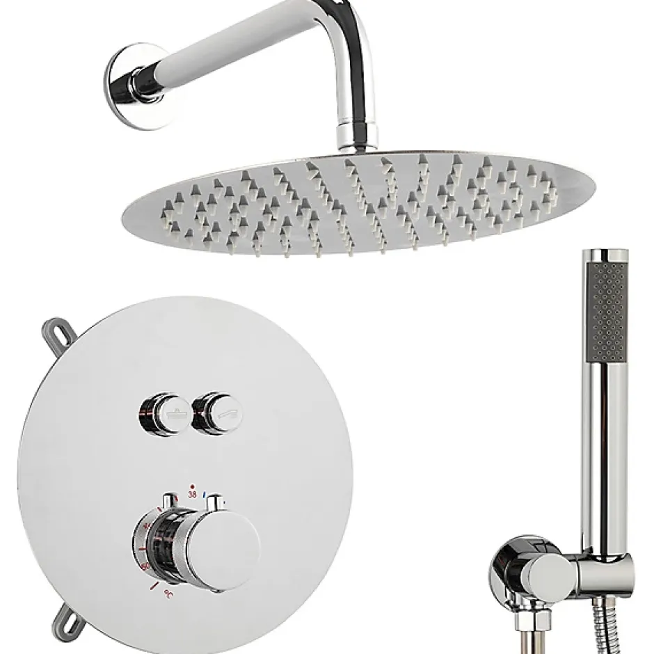 Silla Global Silla Élégant Colonne de Douche en Laiton Encastrée, Ensemble de Douche Thermostatique, Chrome