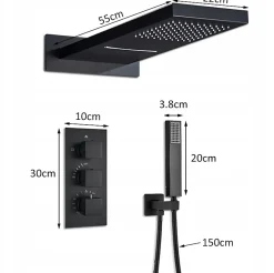Silla Global Silla Élégant Colonne de Douche Thermostatique en Laiton Encastrée, Ensemble de Douche Mécanique, Noir* Colonne De Douche Encastrable
