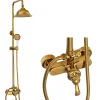 Silla Global Silla Élégant Colonne de Douche retro avec Mitigeur Réglable en Hauteur Système de Douche, Doré