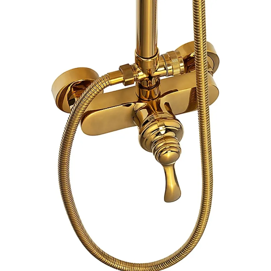 Silla Global Silla Élégant Colonne de Douche retro avec Mitigeur Réglable en Hauteur Système de Douche, Doré