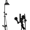 Silla Global Silla Élégant Colonne de Douche retro avec Mitigeur Réglable en Hauteur Système de Douche, Noir