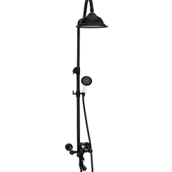 Silla Global Silla Élégant Colonne de Douche retro avec Mitigeur Réglable en Hauteur Système de Douche, Noir