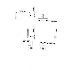 Silla Global Silla Élégant Colonne de Douche en Laiton Encastrée, Ensemble de Douche Mécanique, Doré