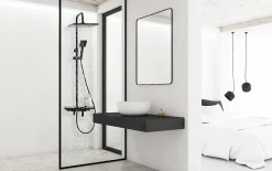 Silla Global Silla Élégant Colonne de Douche avec Mitigeur Réglable en Hauteur Système de Douche, Noir* Colonne De Douche Mécanique