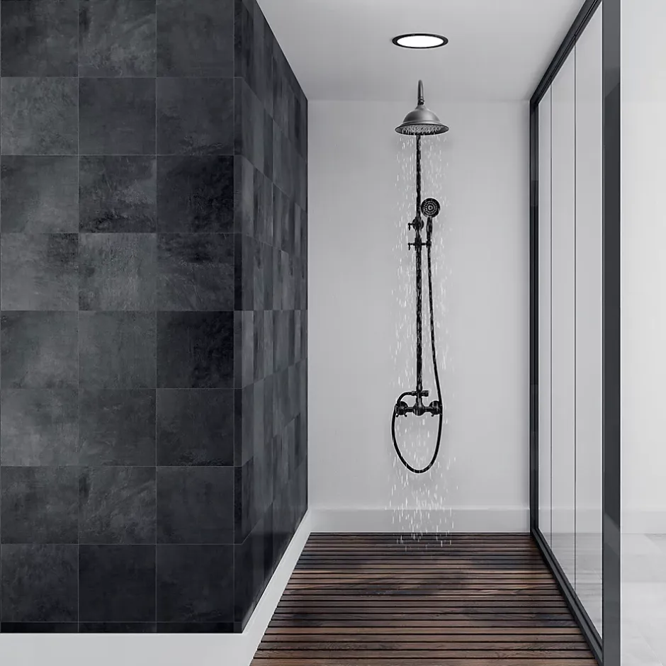 Silla Global Silla Élégant Colonne de Douche retro avec Mitigeur Réglable en Hauteur Système de Douche, Noir