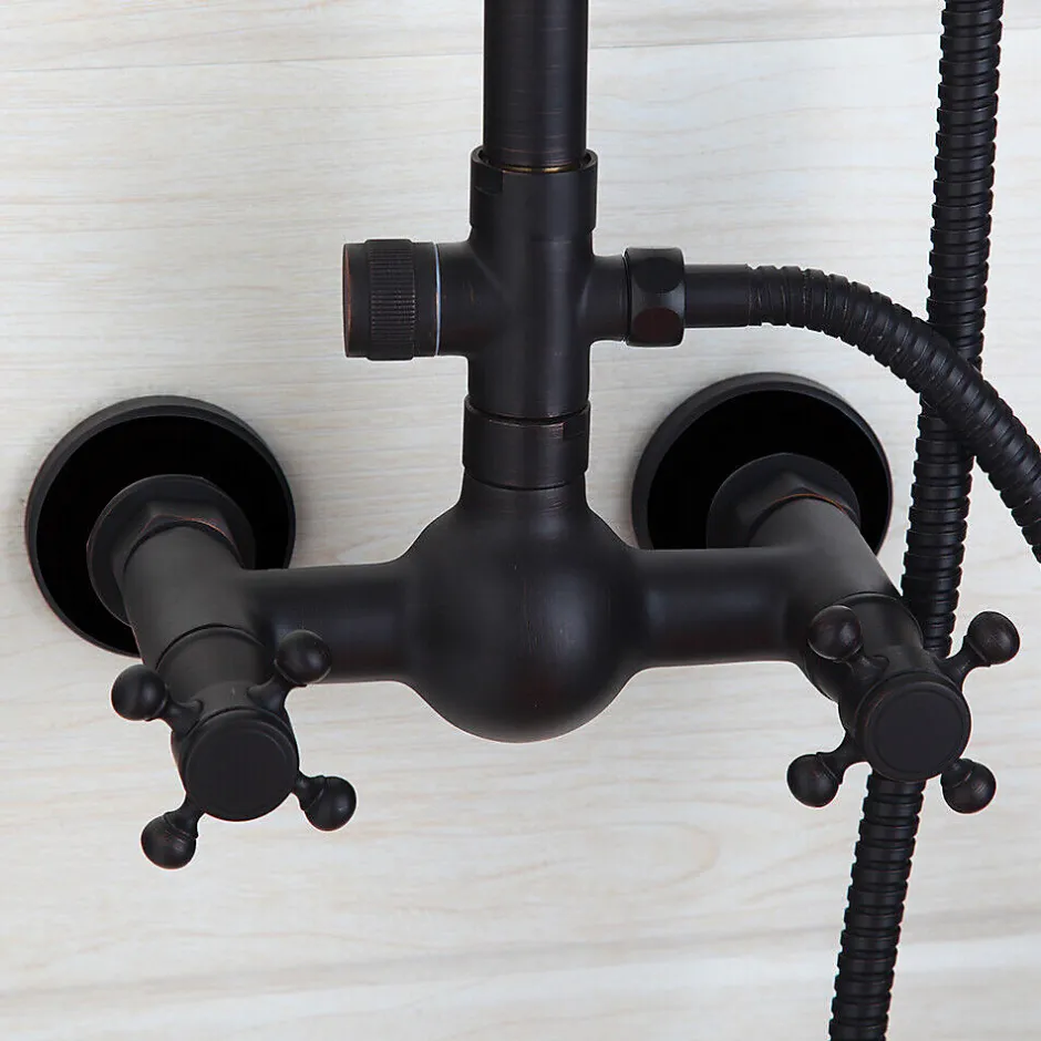 Silla Global Silla Élégant Colonne de Douche retro avec Mitigeur Réglable en Hauteur Système de Douche, Noir