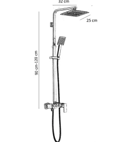 Silla Global Silla Élégant Colonne de Douche avec Mitigeur Réglable en Hauteur Système de Douche, Noir* Colonne De Douche Mécanique