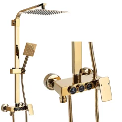 Silla Global Silla Élégant Colonne de Douche avec Mitigeur Réglable en Hauteur Système de Douche, Doré* Colonne De Douche Mécanique