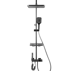 Silla Global Silla Élégant Colonne de Douche avec Mitigeur Réglable en Hauteur Système de Douche, Gris