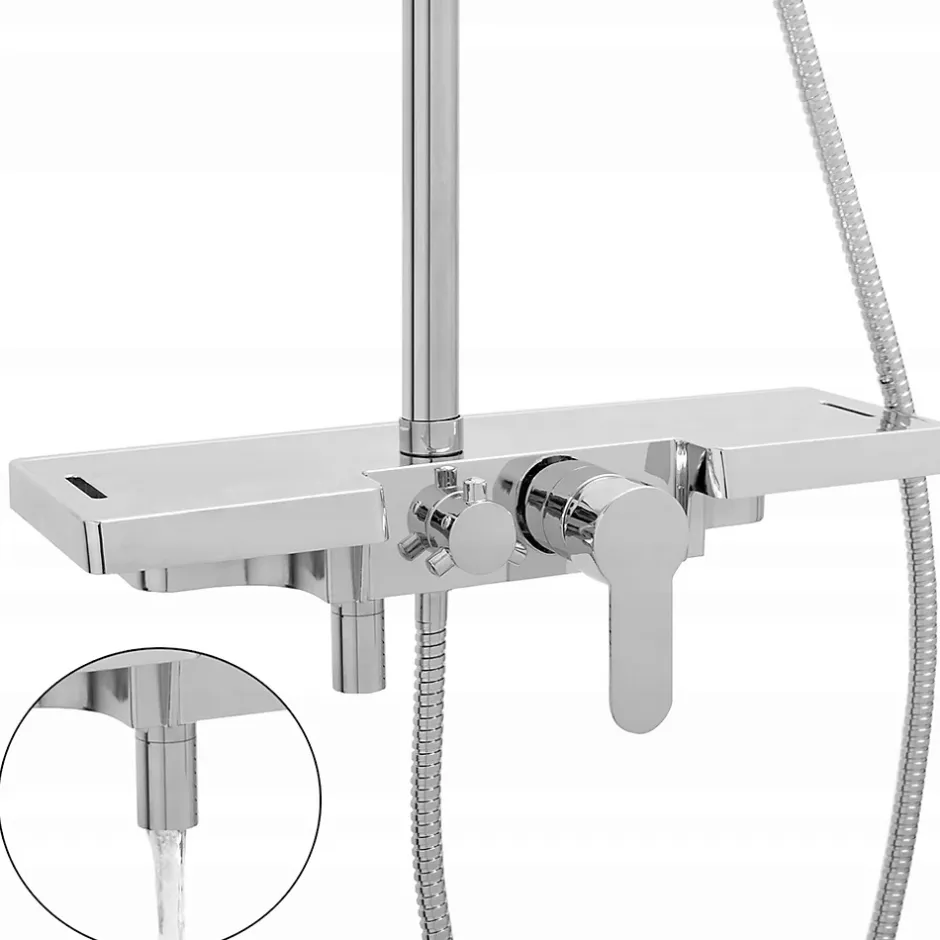 Silla Global Silla Élégant Colonne de Douche avec Mitigeur Réglable en Hauteur Système de Douche, Chrome* Colonne De Douche Mécanique