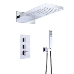 Silla Global Silla Élégant Colonne de Douche Thermostatique en Laiton Encastrée, Ensemble de Douche Mécanique, Chrome