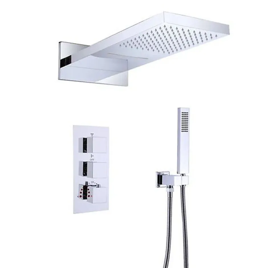 Silla Global Silla Élégant Colonne de Douche Thermostatique en Laiton Encastrée, Ensemble de Douche Mécanique, Chrome