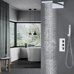 Silla Global Silla Élégant Colonne de Douche Thermostatique en Laiton Encastrée, Ensemble de Douche Mécanique, Chrome
