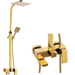 Silla Global Silla Élégant Colonne de Douche avec Mitigeur Réglable en Hauteur Système de Douche, Doré* Colonne De Douche Mécanique