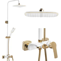Silla Global Silla Élégant Colonne de Douche avec Mitigeur Réglable en Hauteur Système de Douche, Blanc / Doré* Colonne De Douche Mécanique