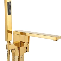Silla Global Silla élégant Robinet de Baignoire sur pied avec inverseur et bec rotatif avec douchette et flexible, Doré* Robinet De Baignoire
