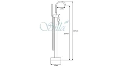 Silla Global Silla élégant Robinet de Baignoire sur pied avec inverseur et bec rotatif avec douchette et flexible, Doré