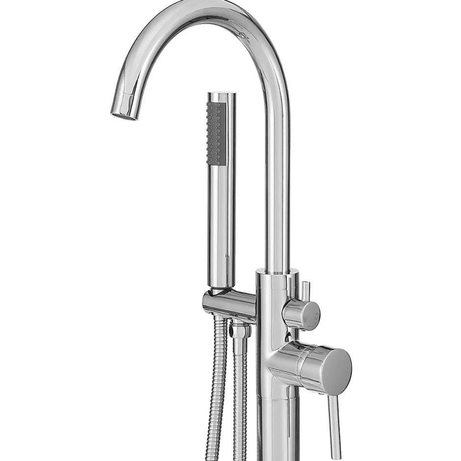 Silla Global Silla élégant Robinet de Baignoire sur pied avec inverseur et bec rotatif avec douchette et flexible, Chrome* Robinet De Baignoire