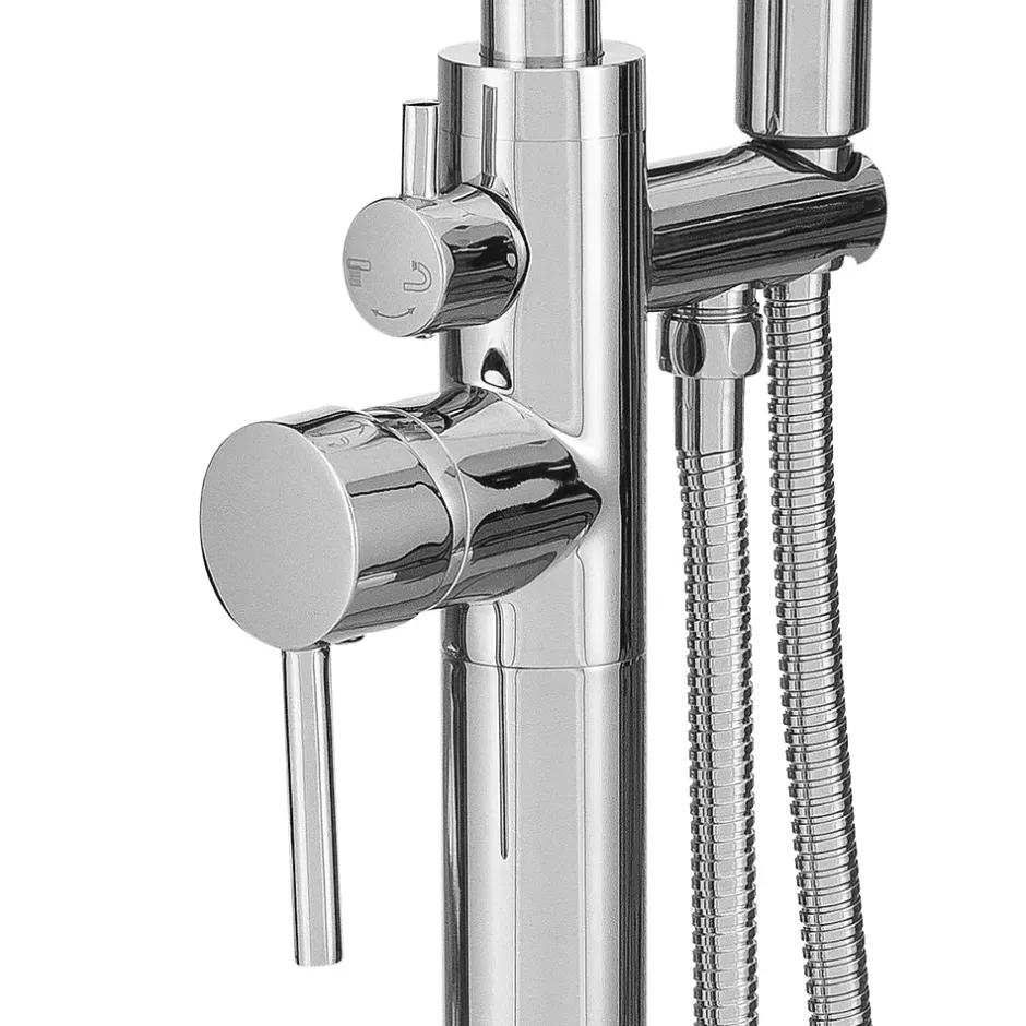 Silla Global Silla élégant Robinet de Baignoire sur pied avec inverseur et bec rotatif avec douchette et flexible, Chrome* Robinet De Baignoire