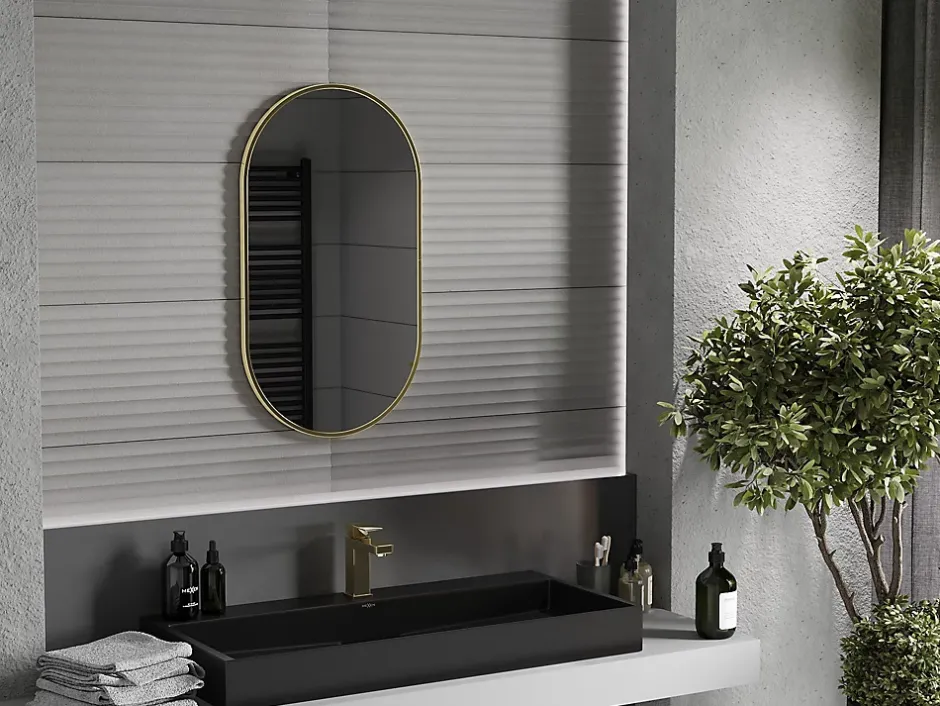 Silla Global SILLA Miroir mural ovale, 80 x 45 cm, cadre doré* Miroir Grossissant